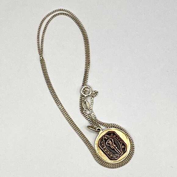Vintage Jewelry - Vintage Seattle Girls Athletic League Medal 12K Gold Filled Sterling Chain Charm